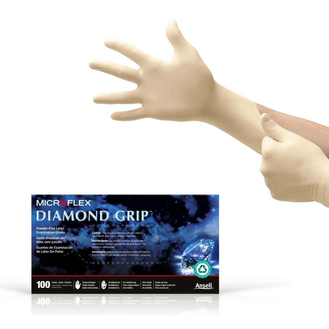 Mf 300 Diamond Grip Latex Gloves Medium Case By Microflex