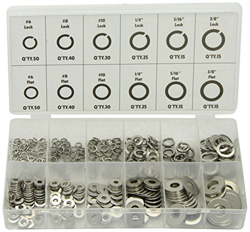ATD Tools 360 Design Model 350 Piece Stainless Lock and Flat Washer Assortment - MPR Tools & Equipment