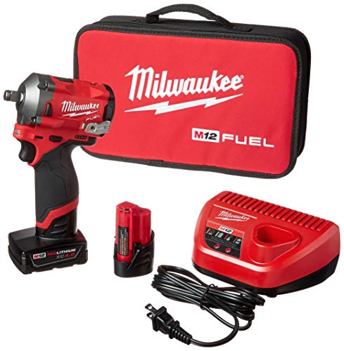 Milwaukee 2555-22 M12 FUEL 12-Volt Lithium-Ion Brushless Cordless Stubby 1/2 in. Impact Wrench Kit with One 4.0 and One 2.0Ah Batteries - MPR Tools & Equipment