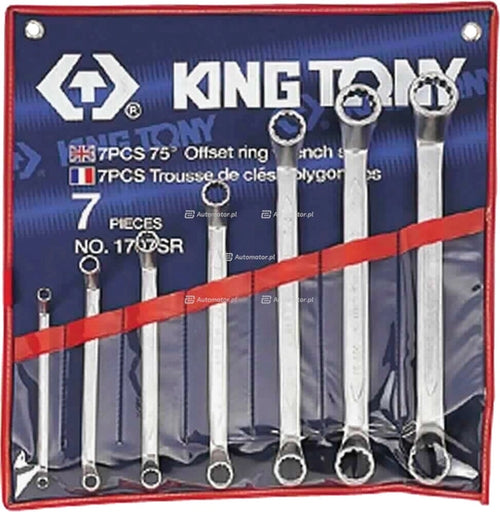 King Tony 1707SR 7pc 75° Offset Ring Wrench Set - MPR Tools & Equipment