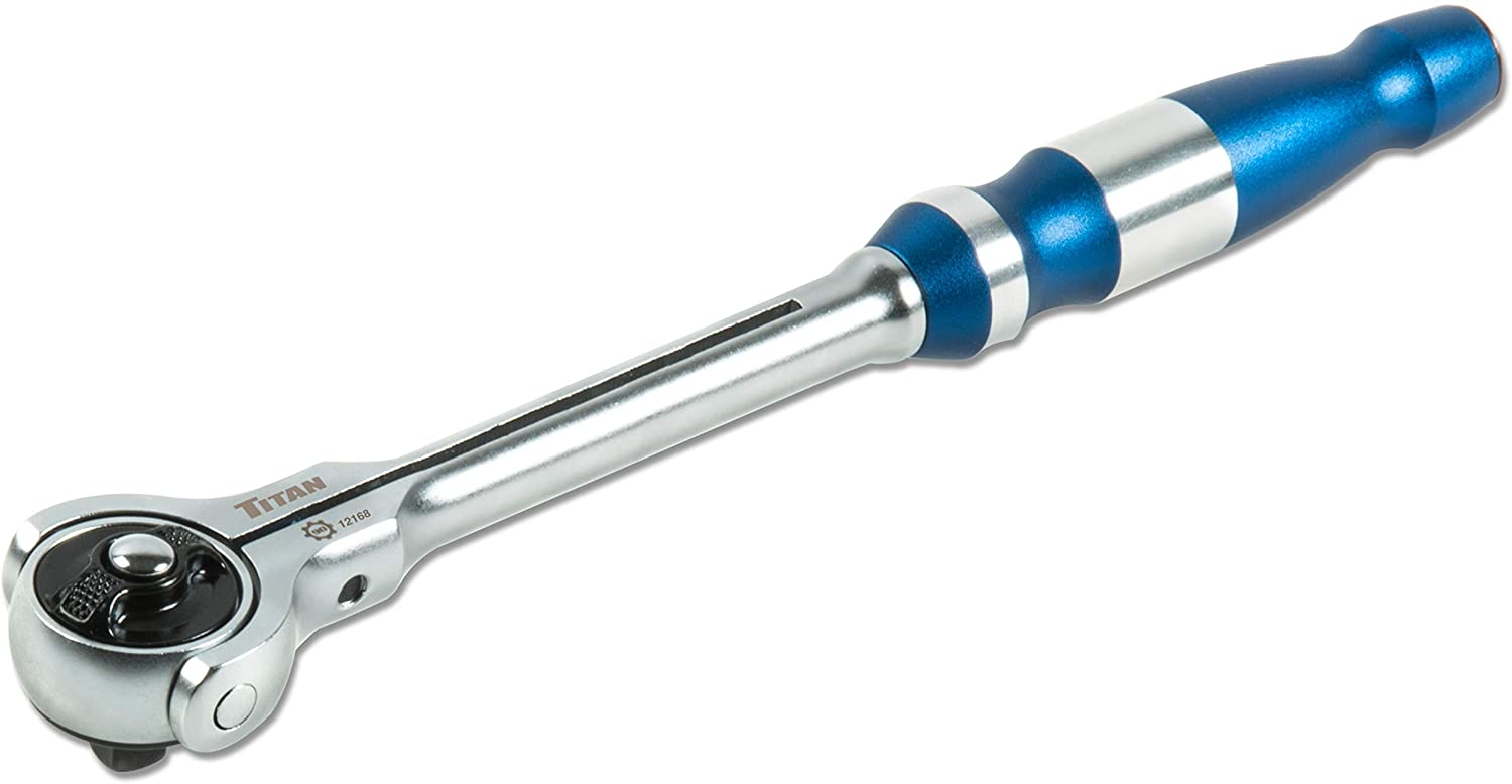 Titan Tools 12168 3/8-Inch Drive x 10-Inch 90 Tooth Aluminum Swivel Head  Ratchet
