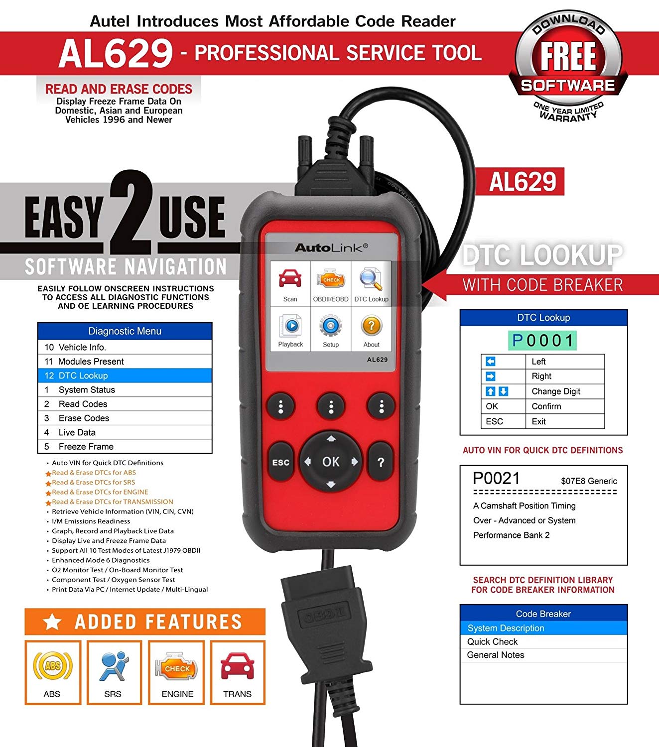 Autel AL629 Autolink Pro Service Tool - MPR Tools & Equipment