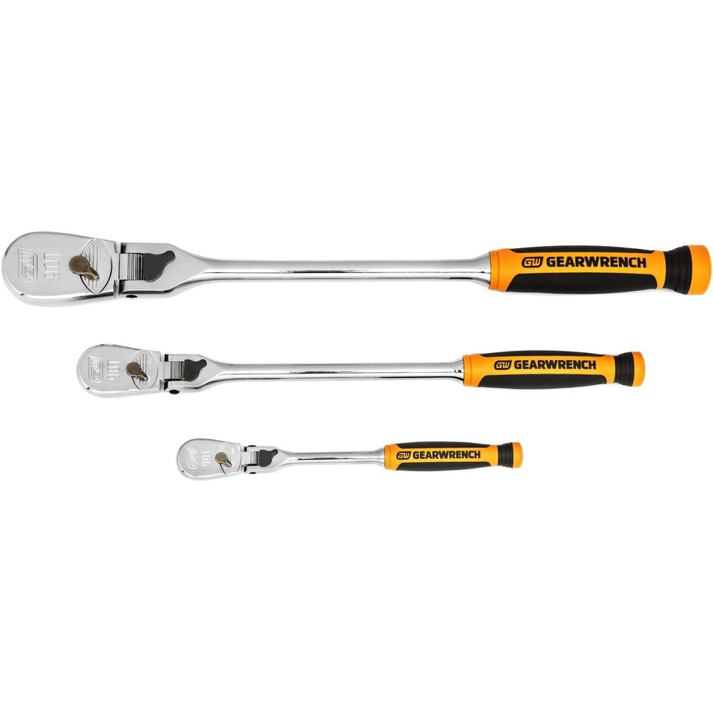 Gearwrench Ratcheting Combination Wrench, Socket Sets and Torque Wrenches Laid Out on a Mechanic’s Service Bay Workbench