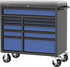 TOBEQ RCBT411121BLBK 41" HD Series 11-Drawer Rolling Cabinet in Blue/Black with heavy-duty casters