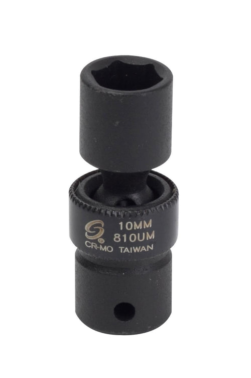 Sunex Tools 810UM 1/4 in. Drive 10mm 6-Point Universal Impact Socket in black CR-MO steel with black phosphate finish