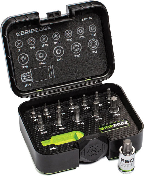 GripEdge STP13S 13-Pc 1/4", 3/8", 1/2" Dr. RPT Torx Plus Driver Set, IP6 - IP60 - MPR Tools & Equipment