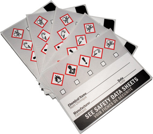 FBS Distribution 50161 WHMIS Identification Labels with Protective Film, 3" x 4", Pack of 5 - MPR Tools & Equipment