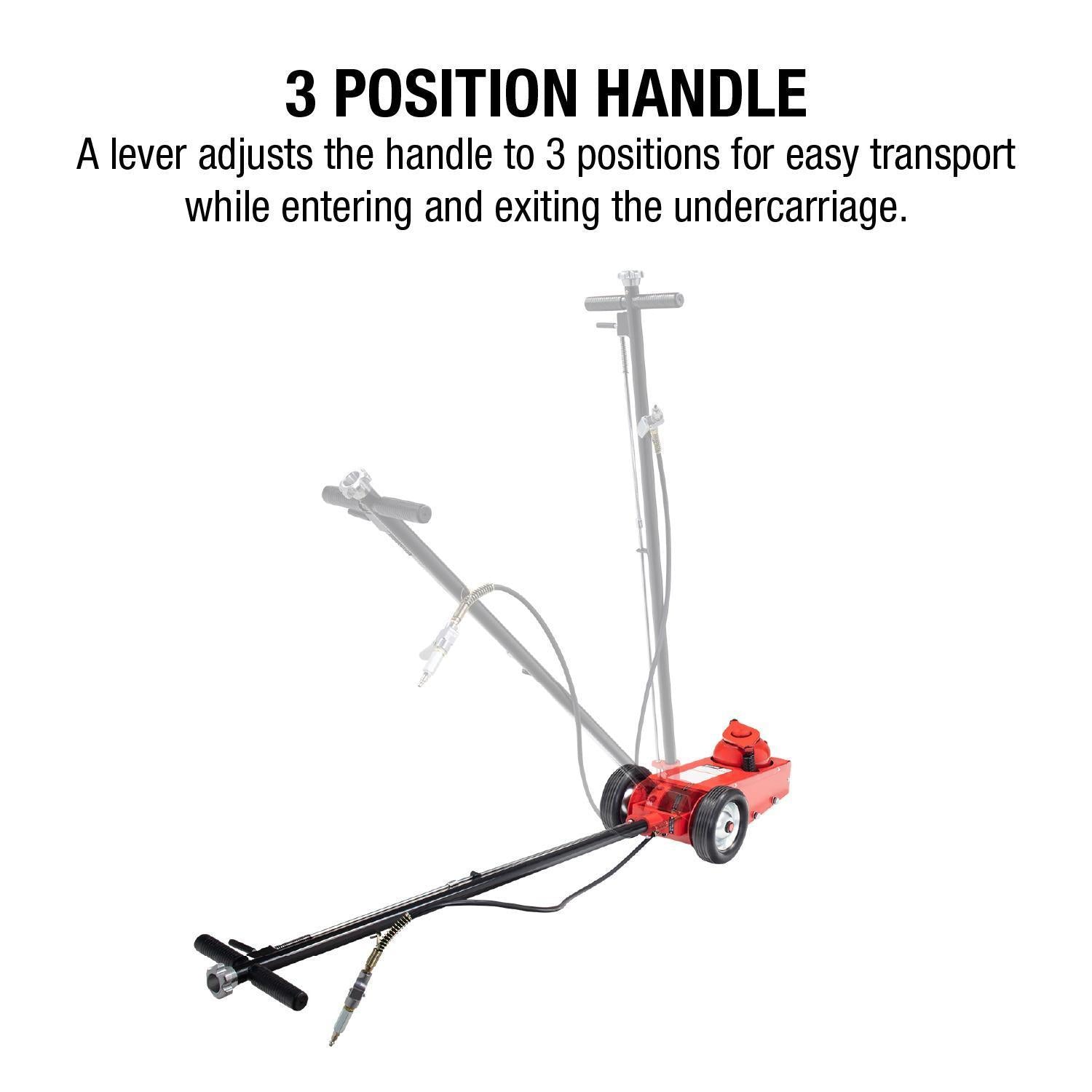 Sunex Tools 6635 3-position handle shown in all three positions for undercarriage maneuverability