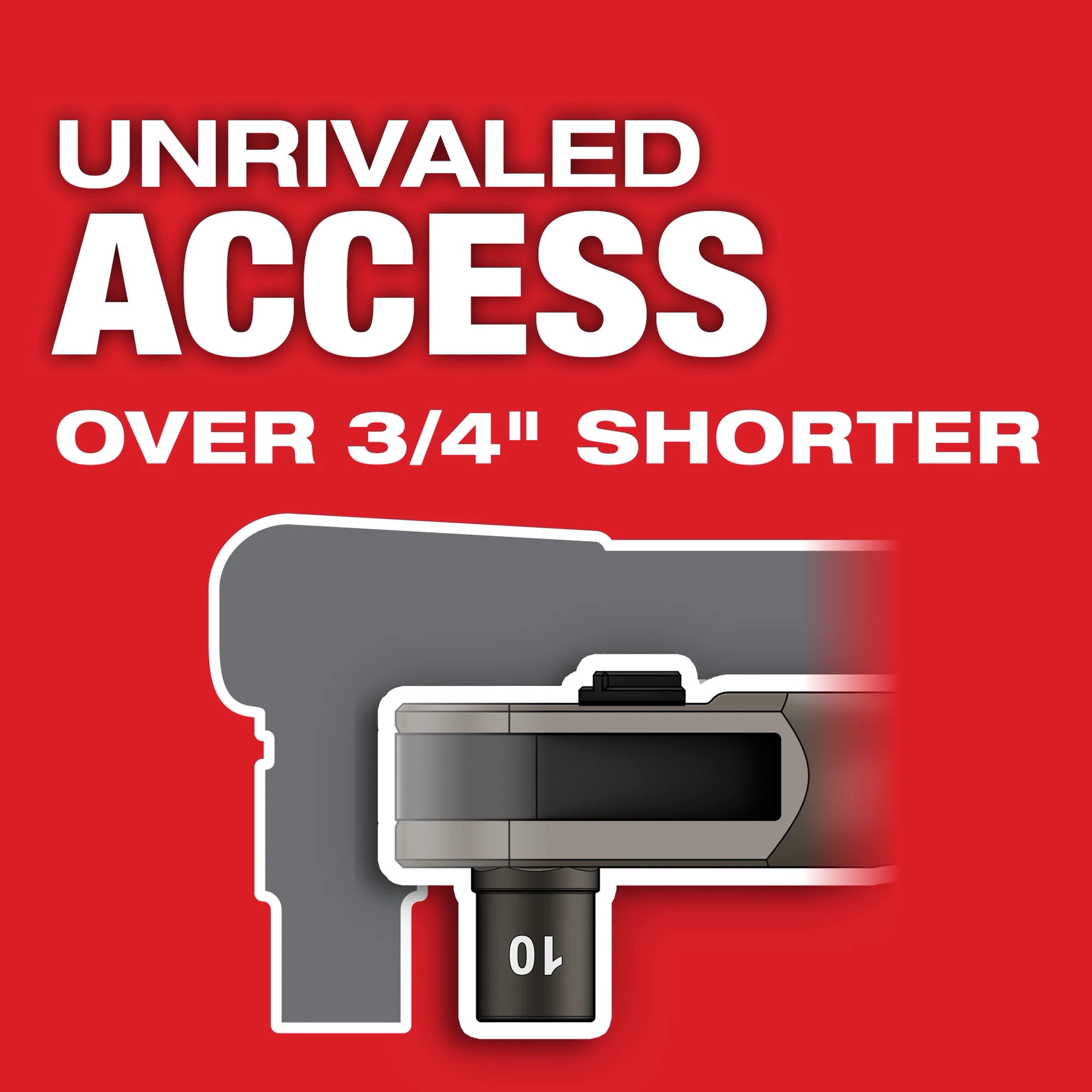 Milwaukee Tool INSIDER Box Ratchet Socket delivering unrivaled access over 3/4 inch shorter in tight spaces