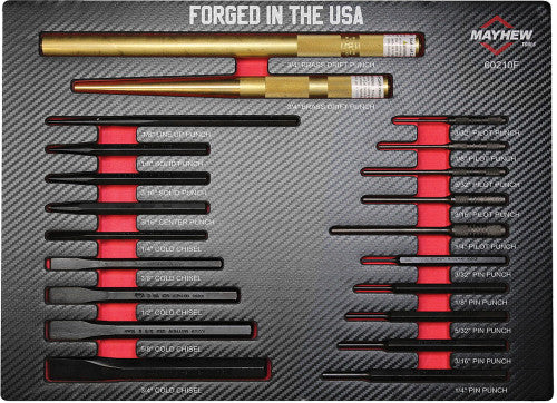 Mayhew Tools 60210F 21-Pc Metric Punch and Chisel Set in Foam Tray - MPR Tools & Equipment