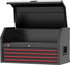 TOBEQ TCBT410421RDBK 41" 4-Drawer Top Chest Red/Black with open clamshell lid and red-accented drawer fronts