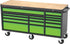 TOBEQ RCBT721524LGBK 72" 15-Drawer Roller Cabinet Lime Green Black - Front View
