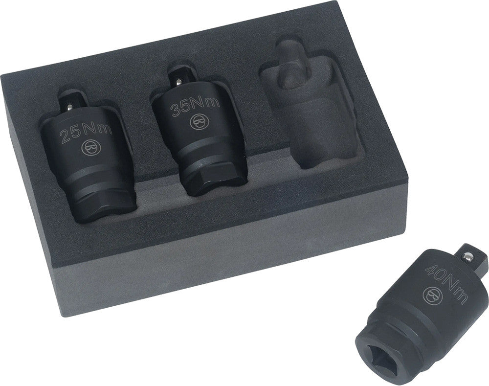 Lisle 60740 3-pc 3/8" Drive Torque Adapter Kit, 25Nm, 35Nm, 40Nm