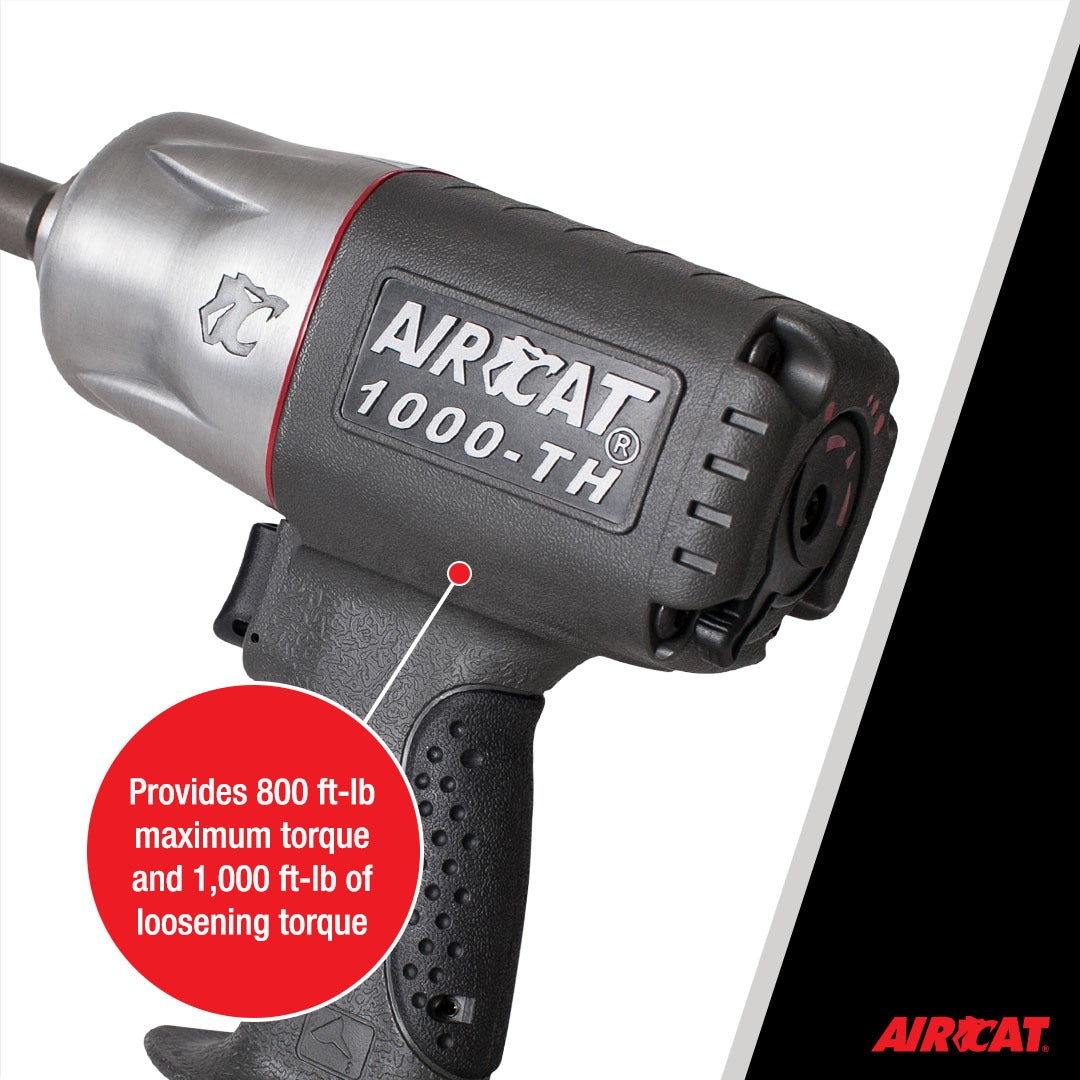 Aircat 1000-TH close-up showing 800 ft-lb maximum torque and 1,000 ft-lb loosening torque callout