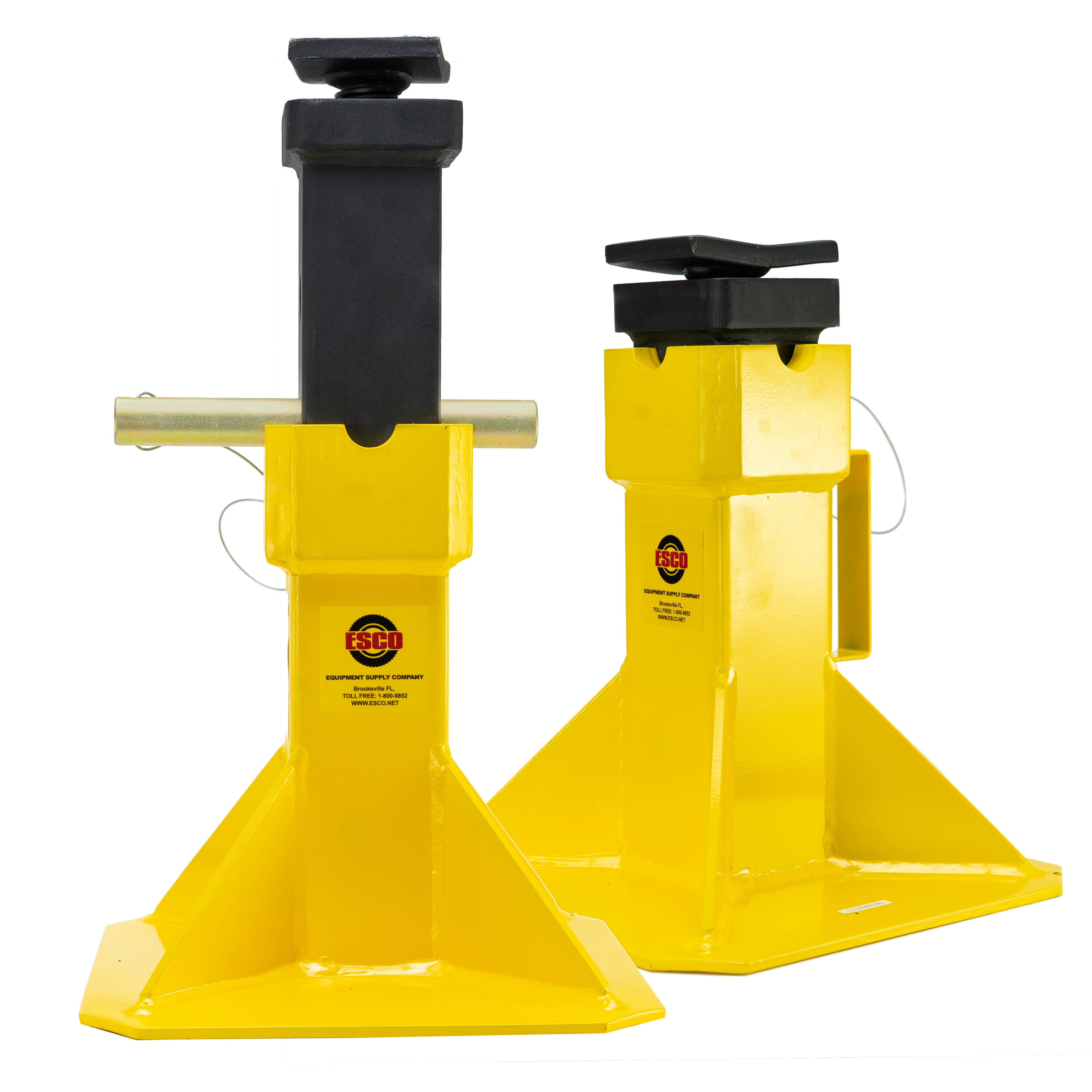 ESCO 10456 22-Ton Jack Stands Pair with Adjustable Screw Top Saddle, yellow powder-coated finish