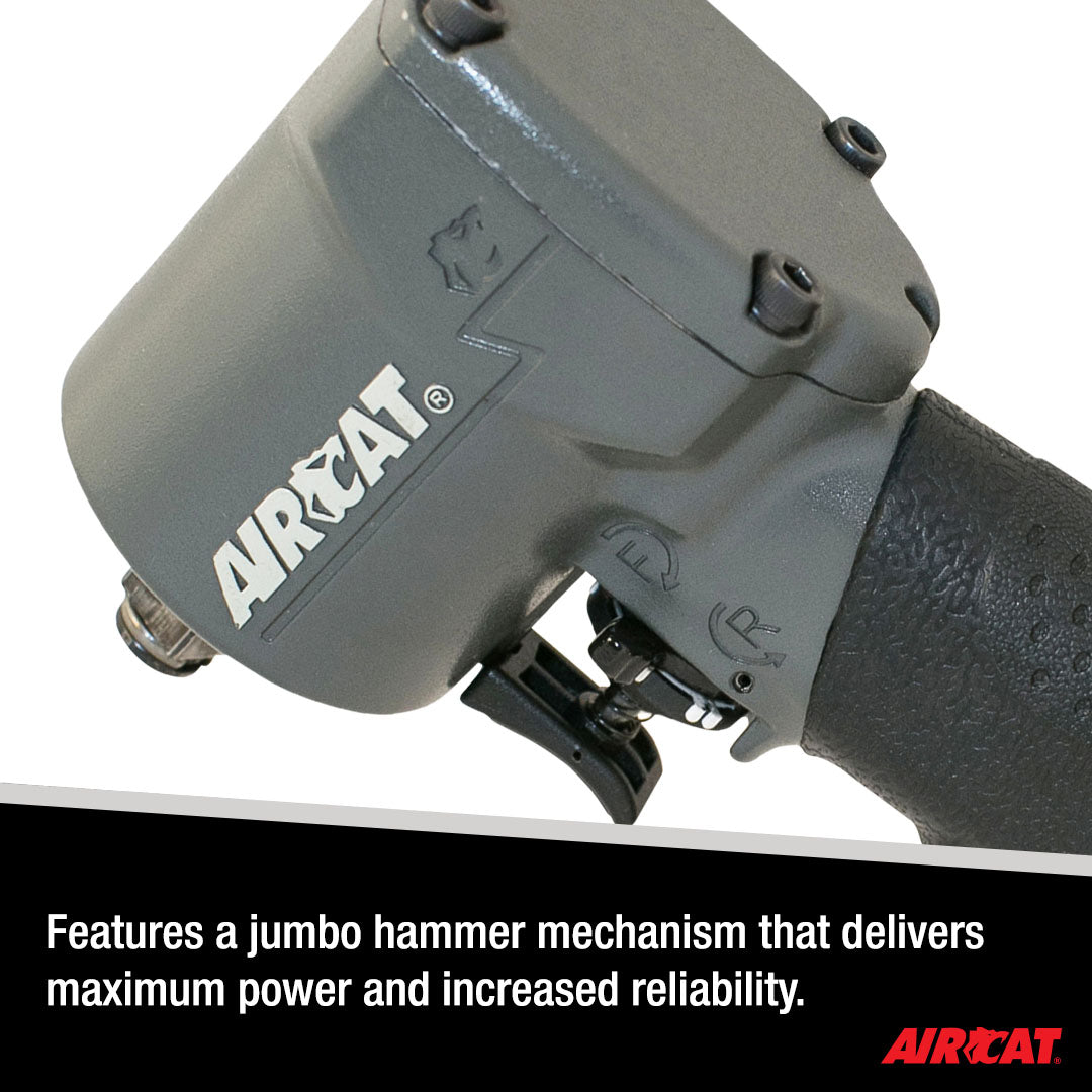 Aircat 1077-TH Jumbo Hammer Mechanism close-up with feature callout text