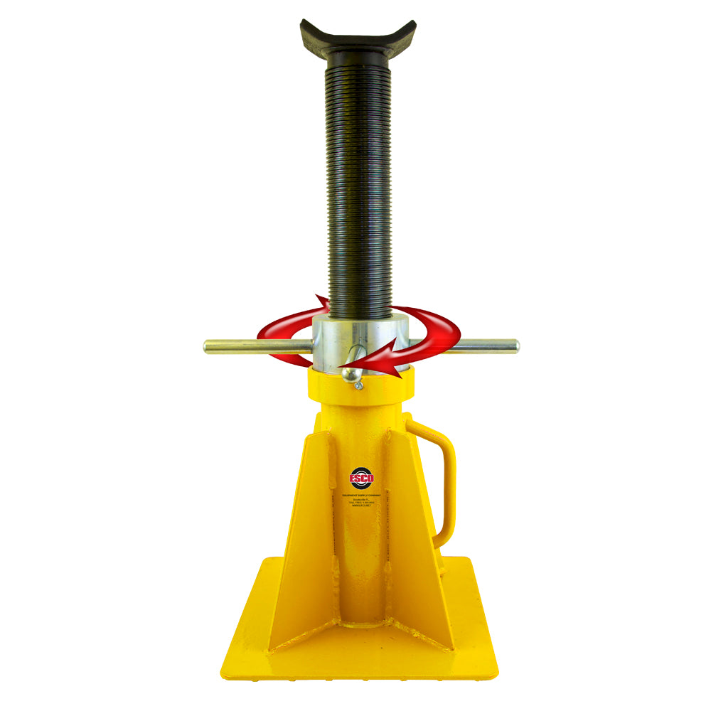 ESCO 10802 20-Ton Screw Style Short Jack Stand - diagram showing screw rotation mechanism