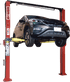 Coats 4TV21NSB1 10,000 lb 2N1 Two-Post Vehicle Lift with SUV raised - front angle view