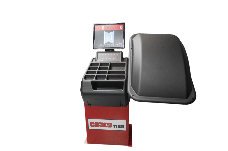 Coats 1185 Wheel Balancer front view with hood open