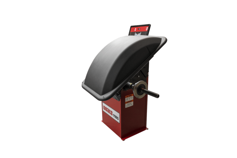 Coats 1185 Wheel Balancer side view with hood fully raised
