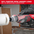 Milwaukee Tool 2525-20 M12 Brushless Rotary Tool in use cutting pipe, 30% faster RPM under load callout