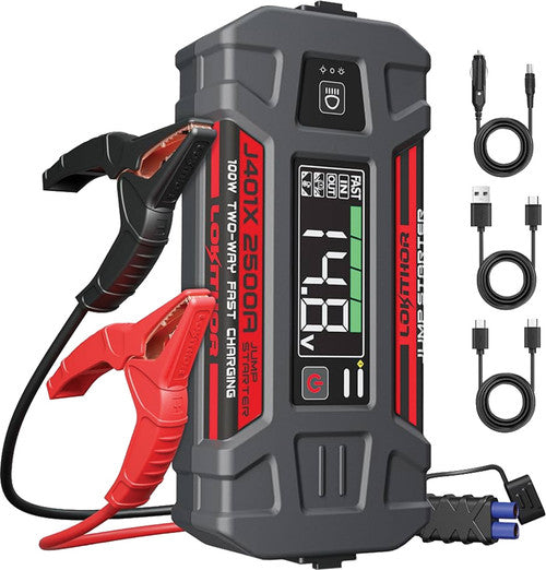 LTI Tools (Loock Technology) J401X 2500A 12V Jump Starter/Battery Booster/Power Bank with -40°F Low Temp Start Technology, 300 Lumen Flashlight - MPR Tools & Equipment
