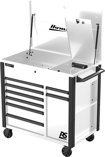 Homak WH06044080 44" Rs Pro 8-drawer Service Service Cart Polar White - MPR Tools & Equipment