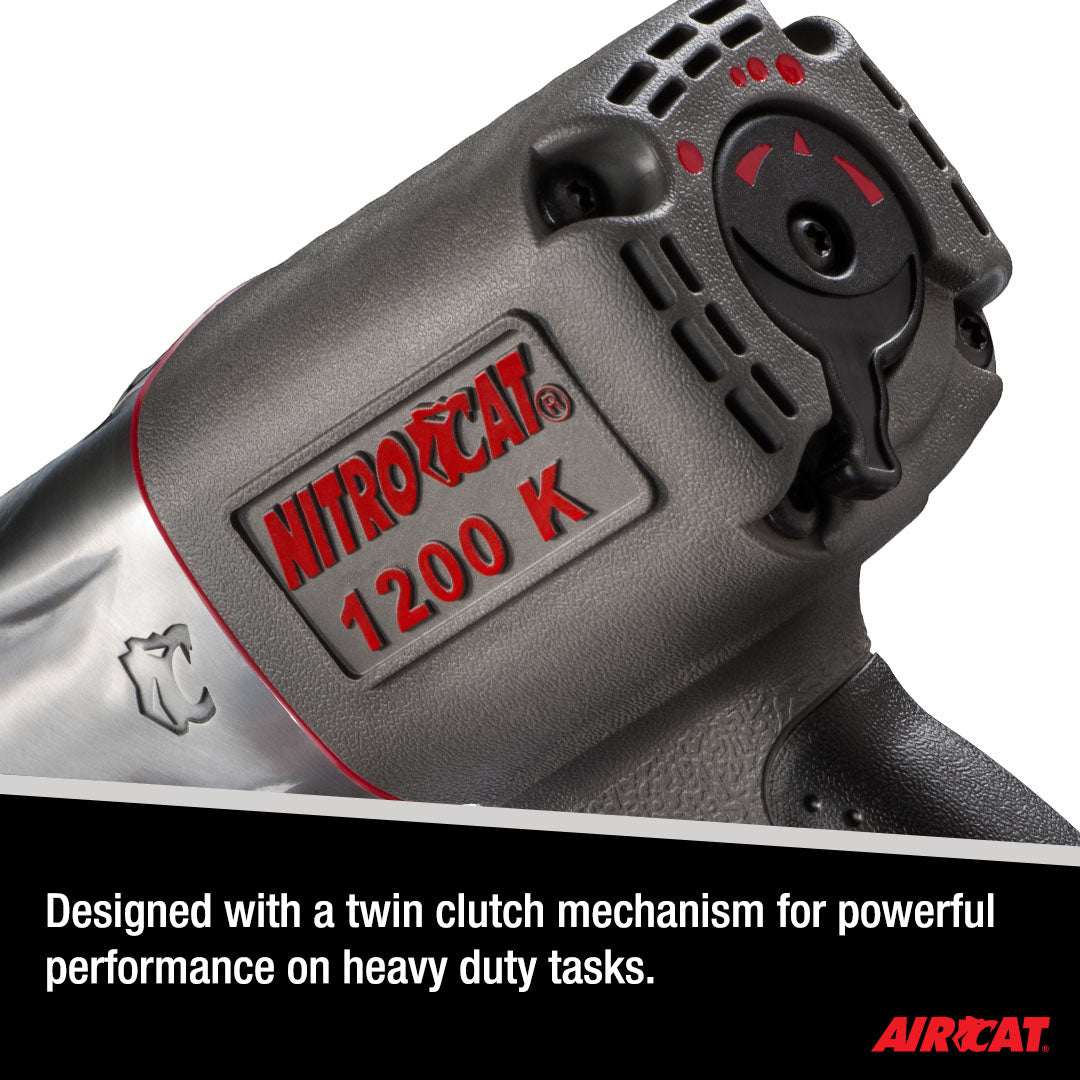 Aircat NitroCat 1200-K close-up of twin clutch mechanism and flip lever, designed for powerful heavy-duty performance