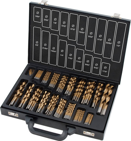 Titan Tools  170-pc Titanium Coated Drill Bit Set, 19 Sizes From 3/64"-1/2" - MPR Tools & Equipment