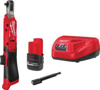 Milwaukee Tool 3052-21 M12 FUEL™ Compact 1/4" Ratchet Kit, 45 FT-LBS, 550 RPM, (1) 2.5AH Battery, (1) Charger - MPR Tools & Equipment