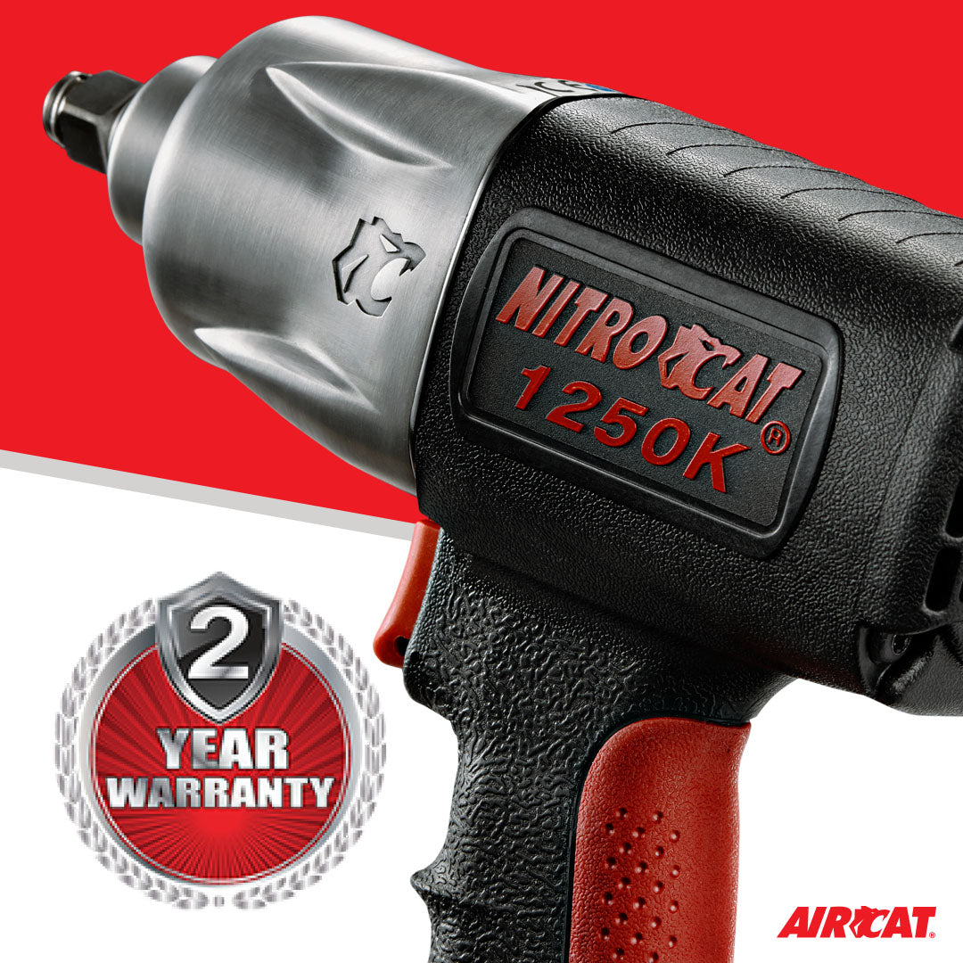 Aircat Nitrocat 1250-K close-up view with 2-Year Warranty badge