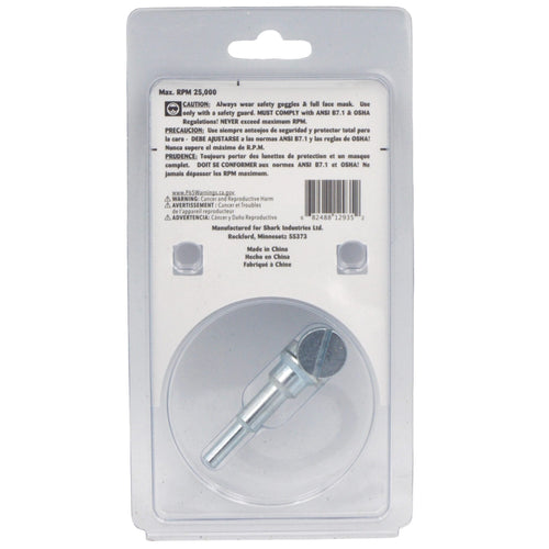 Shark 12935 Mandrel with Shoulder Screw - back of retail packaging with safety info and barcode