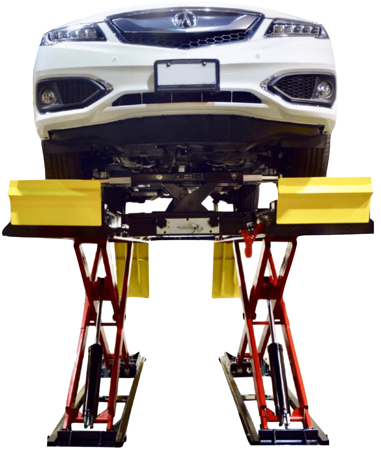 Coats 4TS12OSAR1 12K Alignment Scissor Lift front view with white Acura SUV elevated