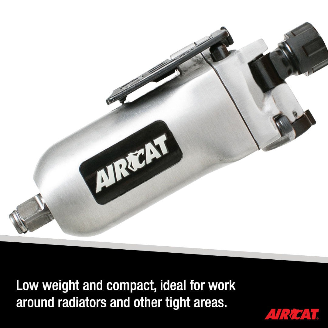 Aircat 1320 3/8" Butterfly Impact Wrench angled view highlighting compact design for tight areas