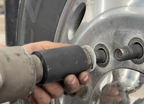 Lisle 13550 Hex Socket in use on truck wheel lug nut