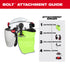 BOLT Attachment Guide showing ear protection secured to Milwaukee Safety Helmet with face shield and sun protection
