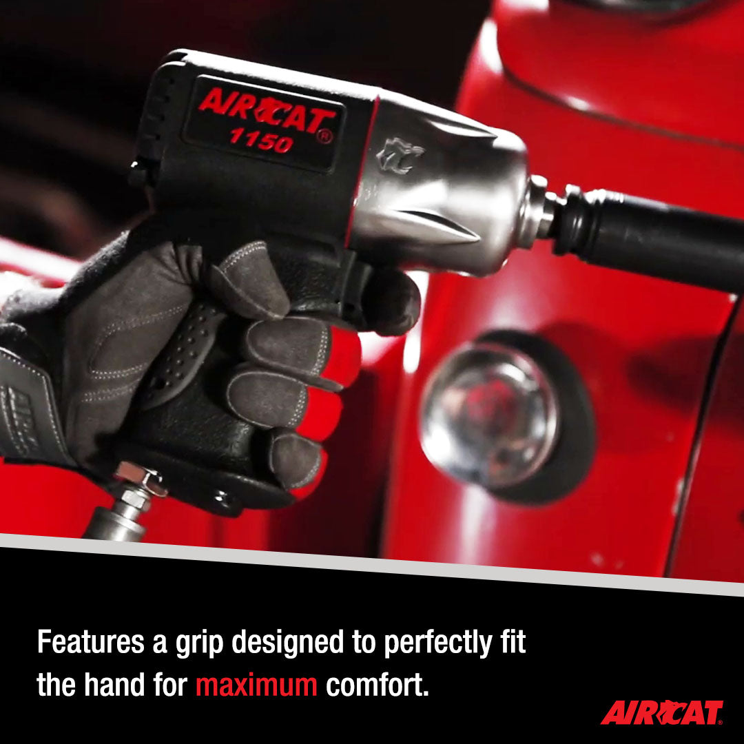 AIRCAT impact wrench ergonomic grip in use - lifestyle action shot