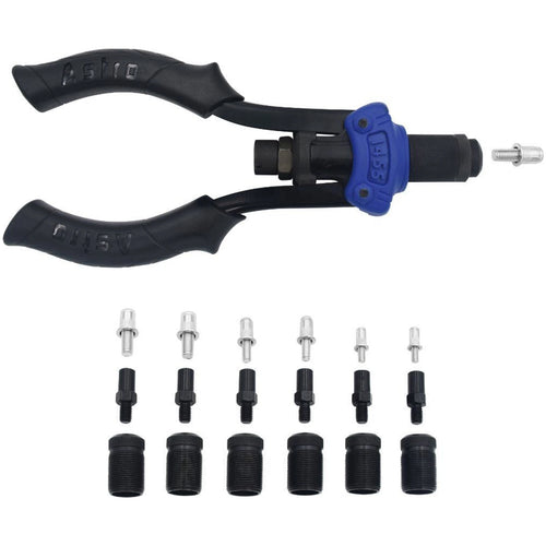 Astro Pneumatic AST-1455 Hand Rivet Stud Setter with mandrels and adapters on white background