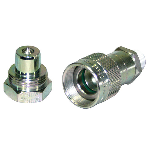 AME International 16060 High Flow Hydraulic Ram Half Coupler 3/8" NPT - Male and Female Halves Shown
