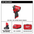 Milwaukee Tool 2562-21 M12 FUEL Stubby 3/8 in Impact Wrench Kit contents: wrench, M12 REDLITHIUM HIGH OUTPUT XC5.0 battery, M12 charger, and contractor bag