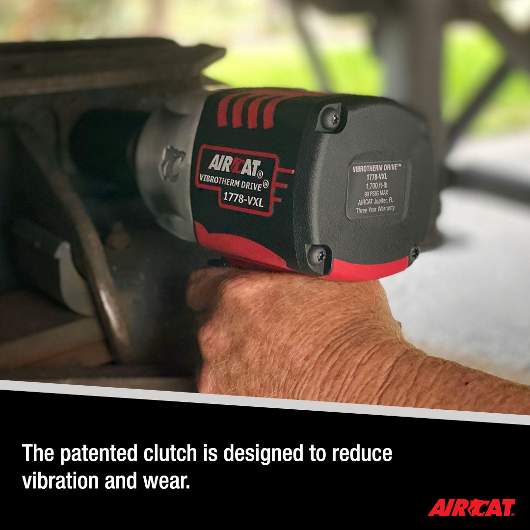 Aircat 1778-VXL lifestyle shot in use, highlighting patented clutch designed to reduce vibration and wear