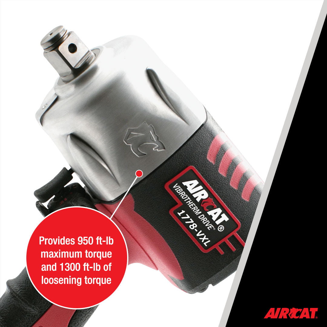 Aircat 1778-VXL close-up of 3/4 in. square drive head showing torque specifications