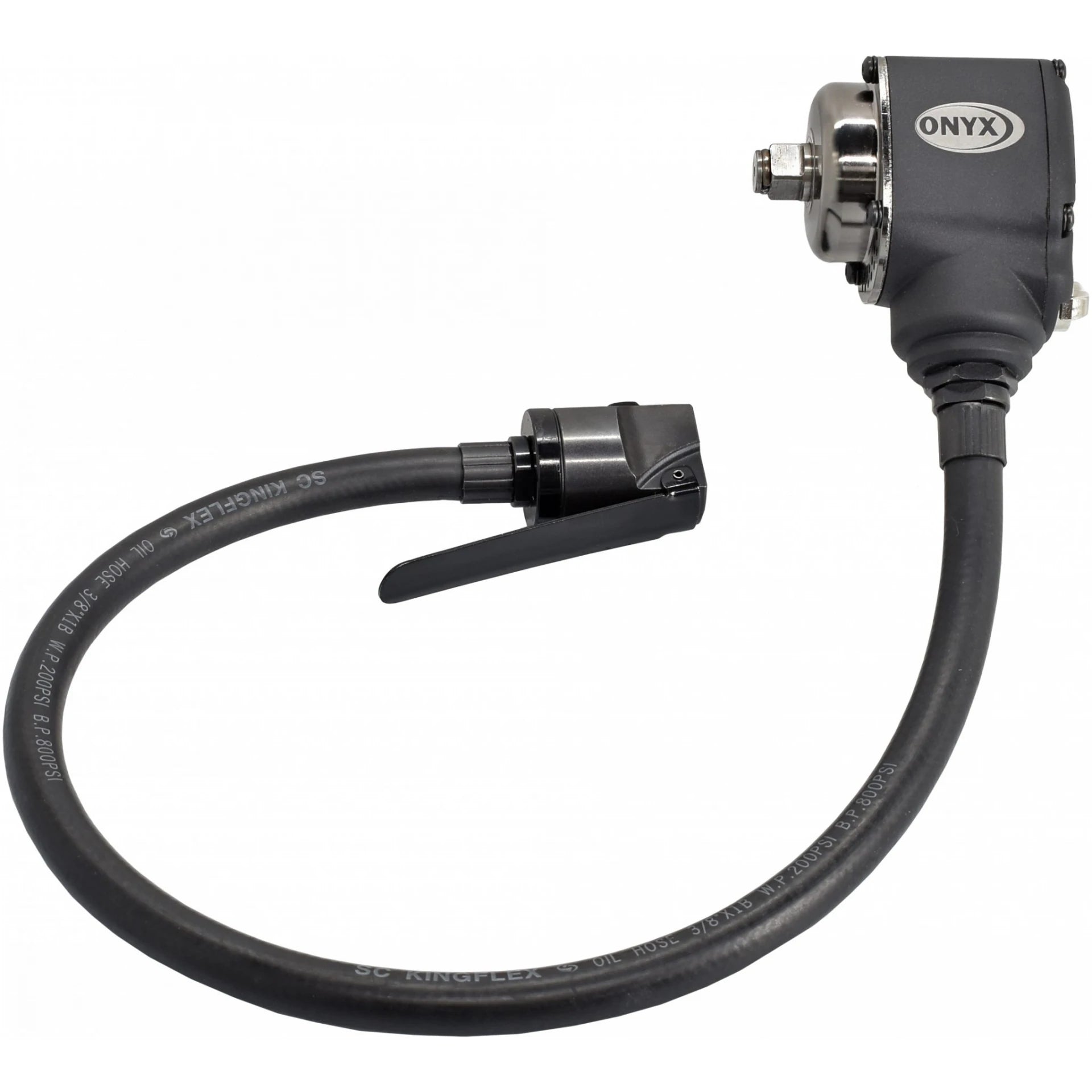 Astro Pneumatic AST-1830 ONYX 1/2 Inch Palm Impact Wrench with 25-inch hose and remote throttle, product view on white background