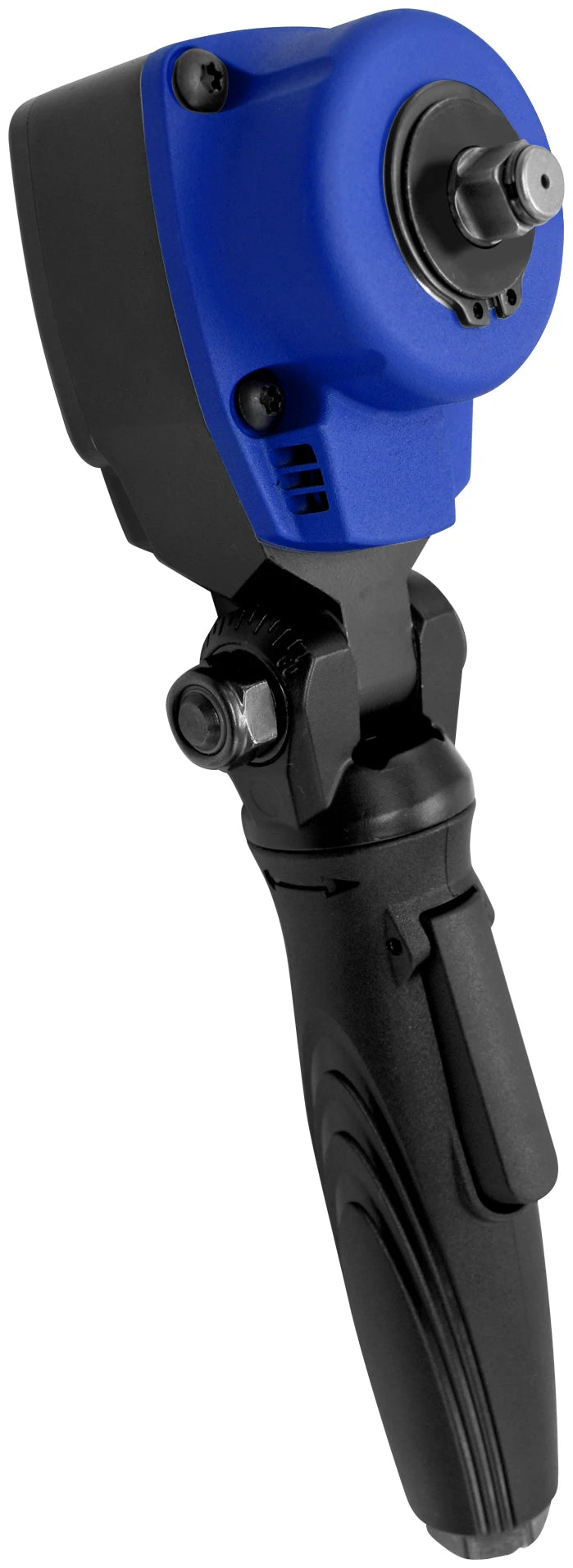 Astro Pneumatic 1833 3/8" Nano Flex-Head Angle Impact Wrench front angle view showing blue head and 3/8" drive