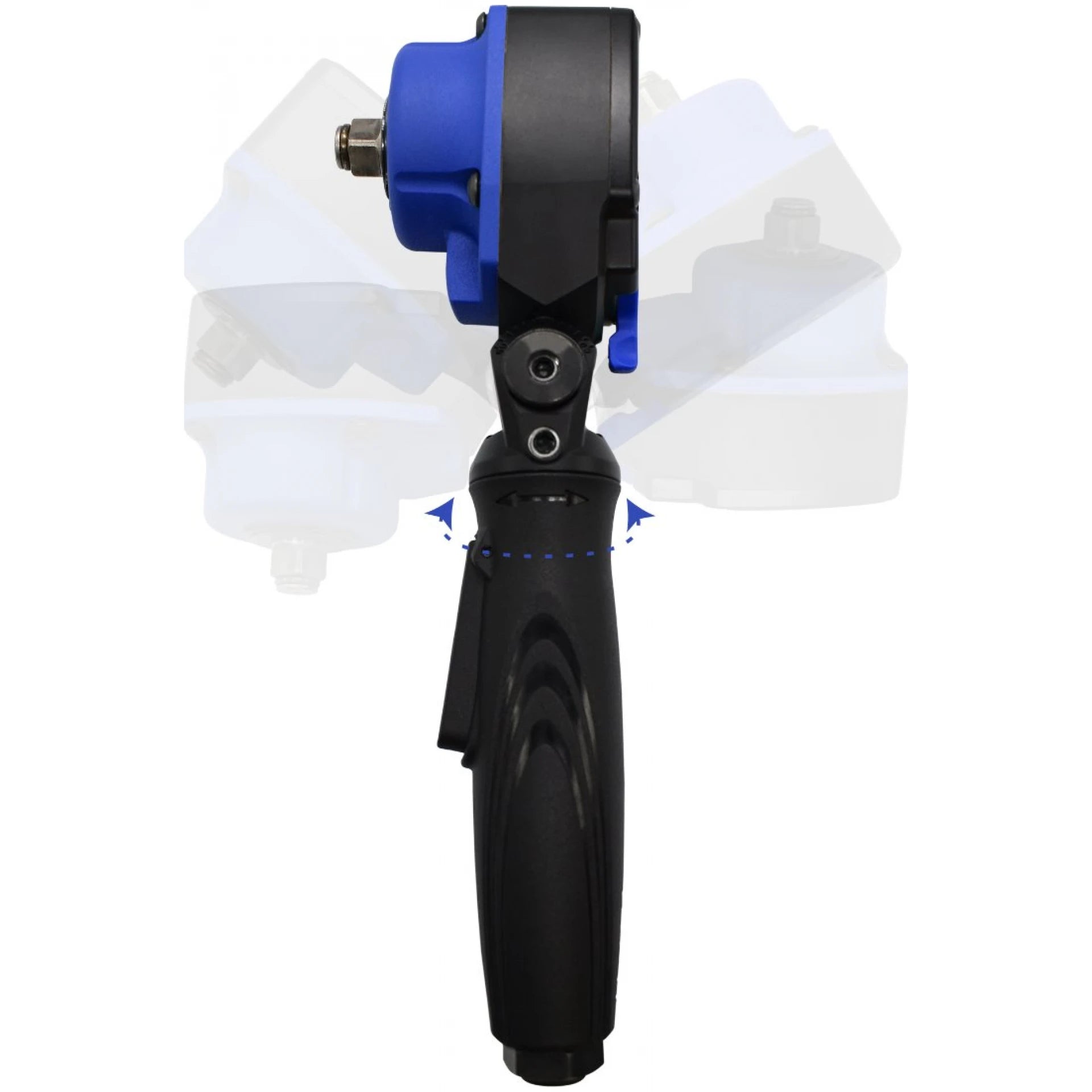 Astro Pneumatic 1834 1/2 In Nano Flex-Head Angle Impact Wrench showing 360-degree swivel handle range of motion