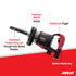 Aircat 1993-VXL Impact Wrench feature callout diagram showing patented AIRCAT design, rubberized trigger, combined friction-ring and through-hole socket retainer, and rubber handle grip