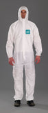 Ansell AlphaTec 1800 Standard Hooded Coverall white disposable coverall front view worn by model