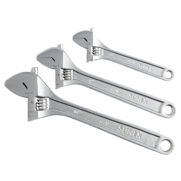 Sunex Tools SXAWS3C 3-pc Adjustable Wrench Set – 6", 8" & 10"