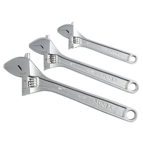 Sunex Tools SXAWS3C 3-pc Adjustable Wrench Set – 6", 8" & 10"