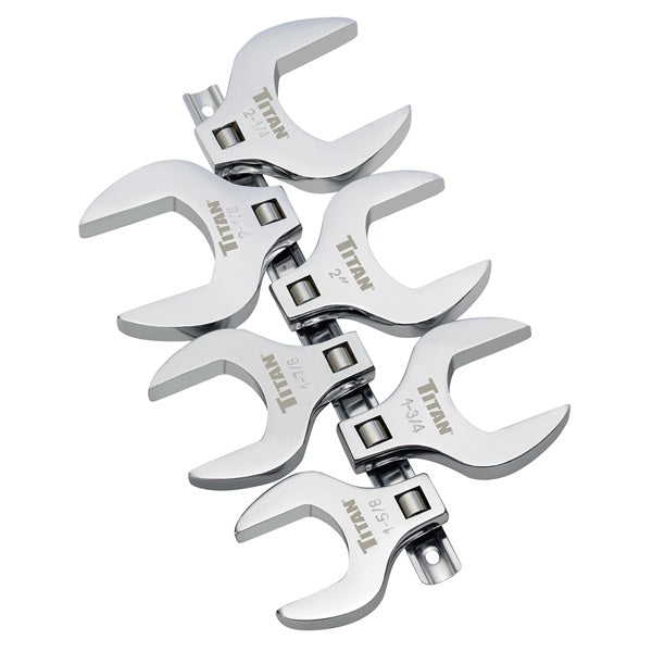 Titan Tools 17676 1/2" Drive SAE Jumbo Crowfoot Wrench Set - 6 pieces on storage rail